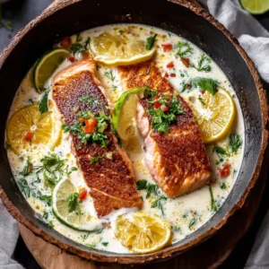 Baked One Pan Garlic Butter Coconut Salmon with Zesty Salsa
