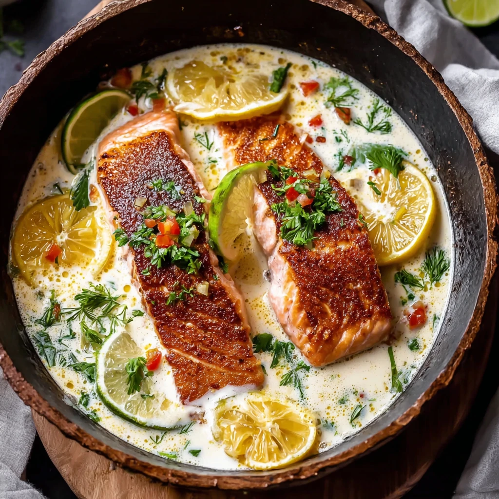 Baked One Pan Garlic Butter Coconut Salmon Zesty