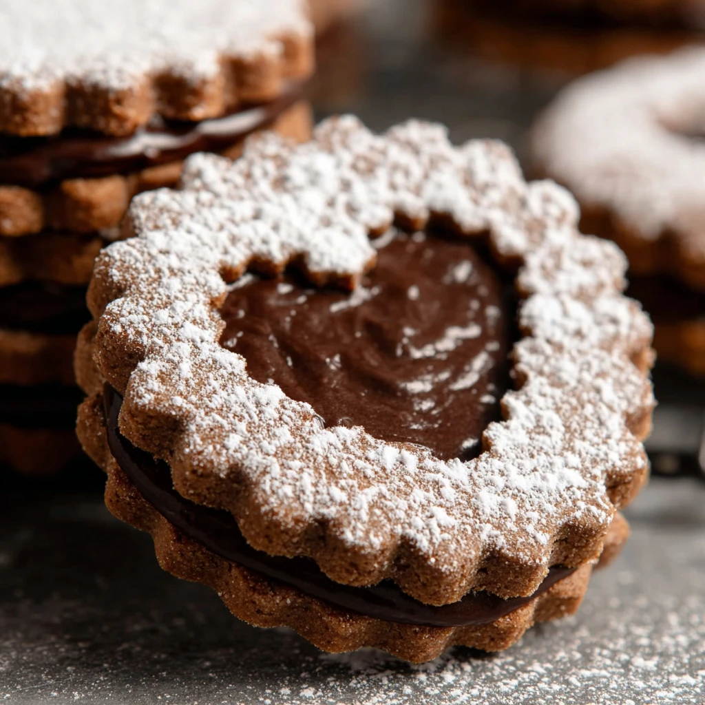 Chocolate Linzer Cookies Hazelnut Sandwich
