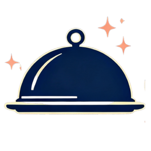 Cuisine Chic by Albert navy blue cloche icon with sparkle accents