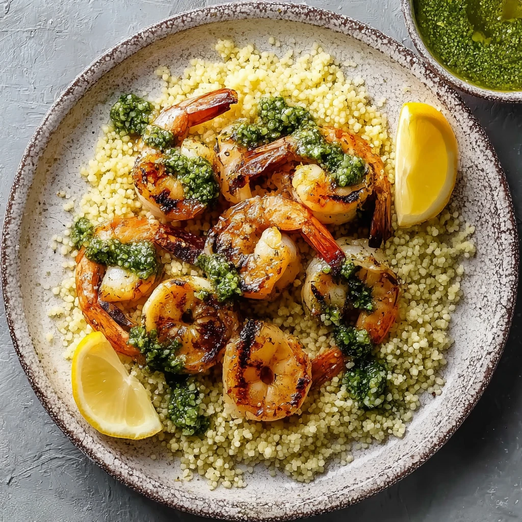 Grilled Lemon Shrimp Pesto Couscous Flavor Pop