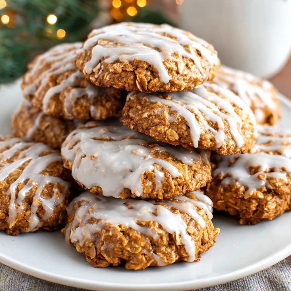 Iced Gingerbread Oatmeal Cookies Soft Chewy Glutenfree