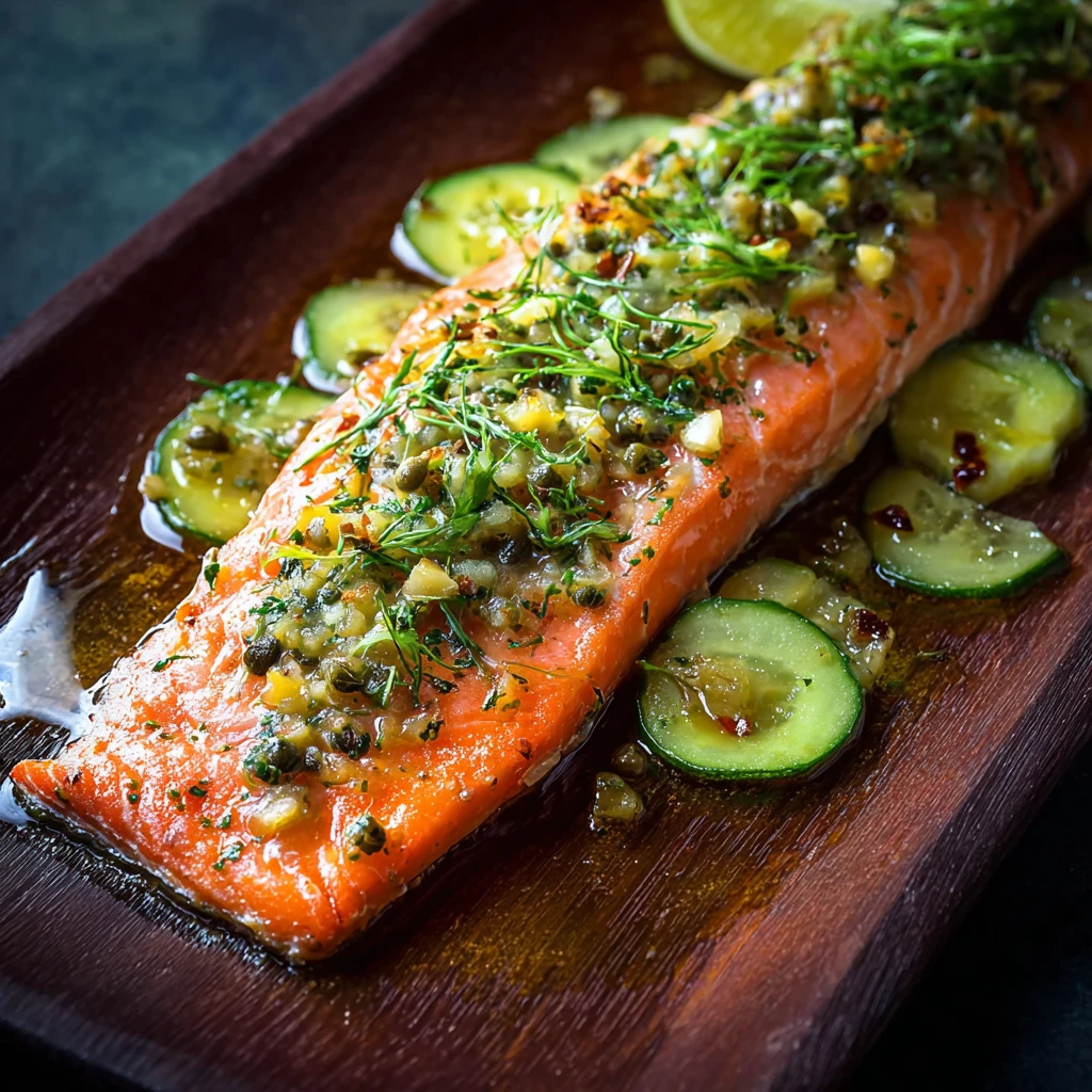 Baked Salmon Zesty Dill Pickled Cucumber