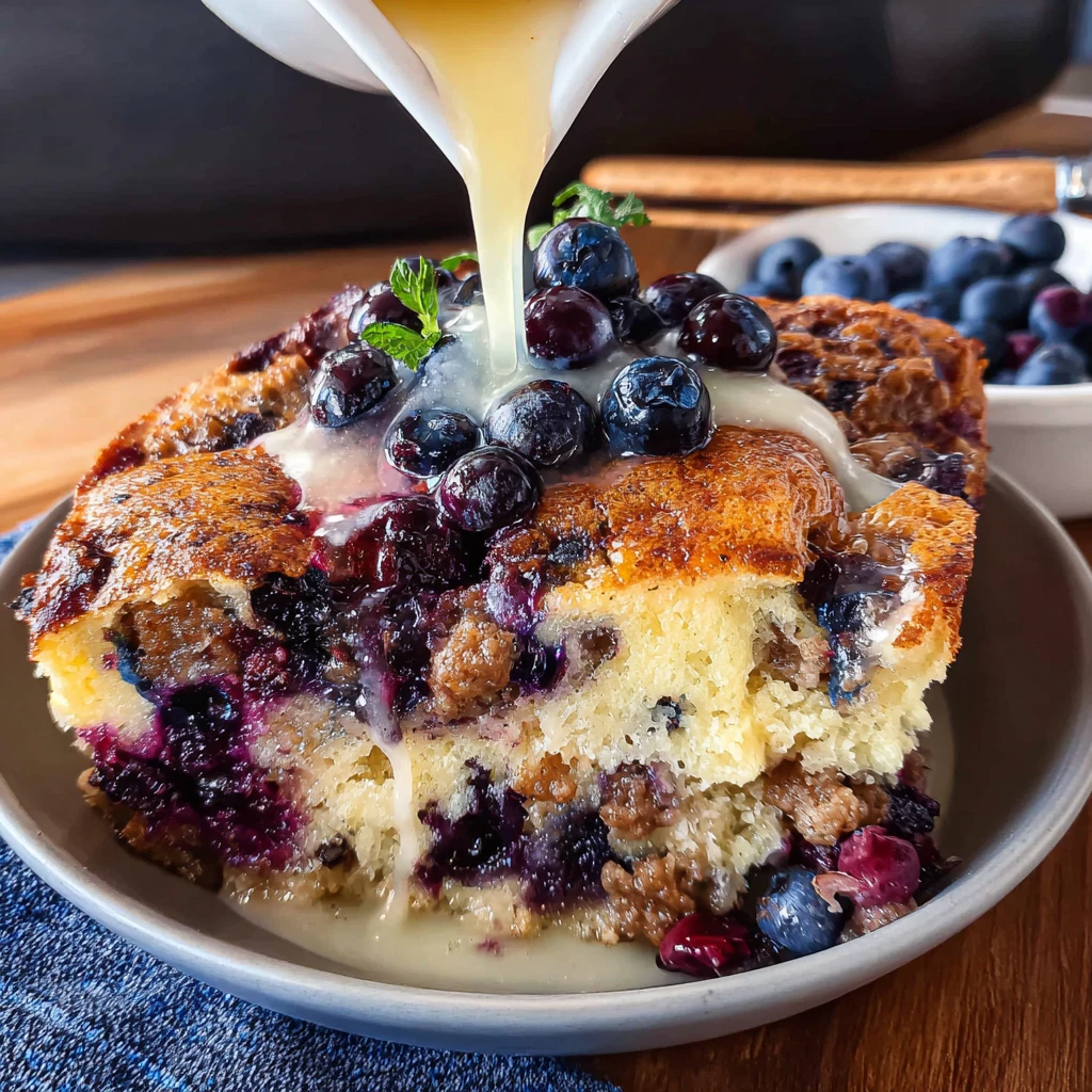 Blueberry Sausage Pancake Casserole