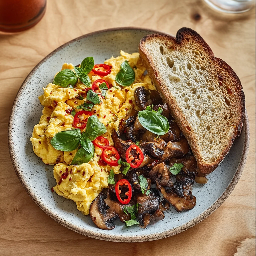 Chilli Oil Mushrooms Scrambled Eggs Sourdough Bliss