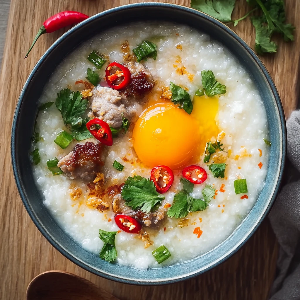 Comforting Thai Breakfast Rice Soup Savory Meatballs