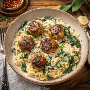 Creamy Chicken Meatball Orzo