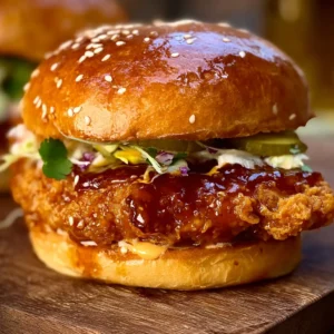 Crispy hot honey chicken burgers