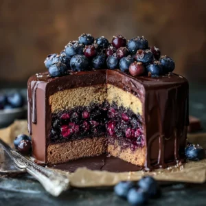 Hard Crack Chocolate Shell Blueberry & Hazelnut Cake Delight
