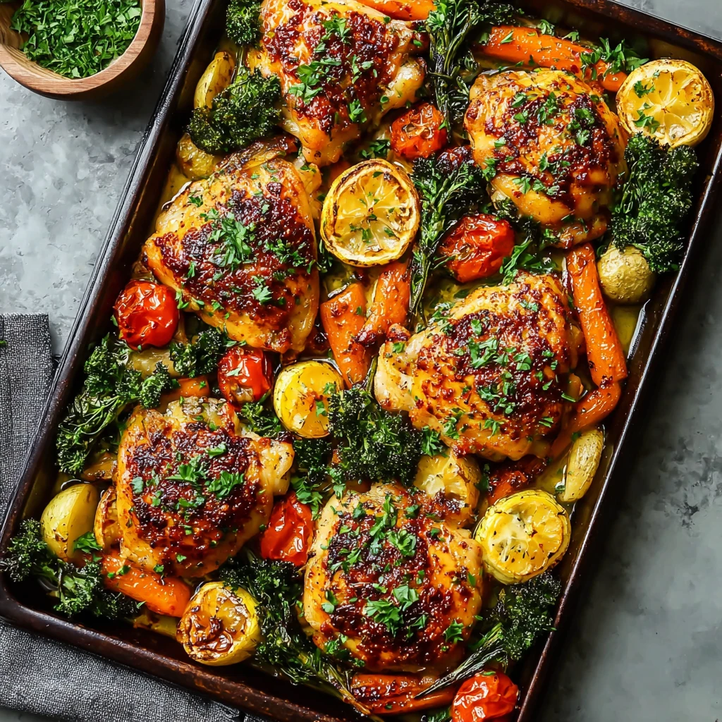 Honey Harissa Chicken Sheet Pan