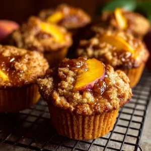 Jumbo Caramel Peach Cobbler Muffins That Steal the Show