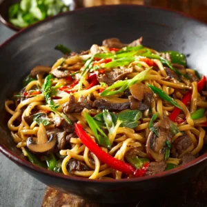 Mushroom Beef Noodle Stir-Fry