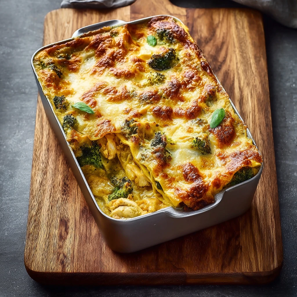 One Pan Yellow Curry Chicken Broccoli Lasagne Delight