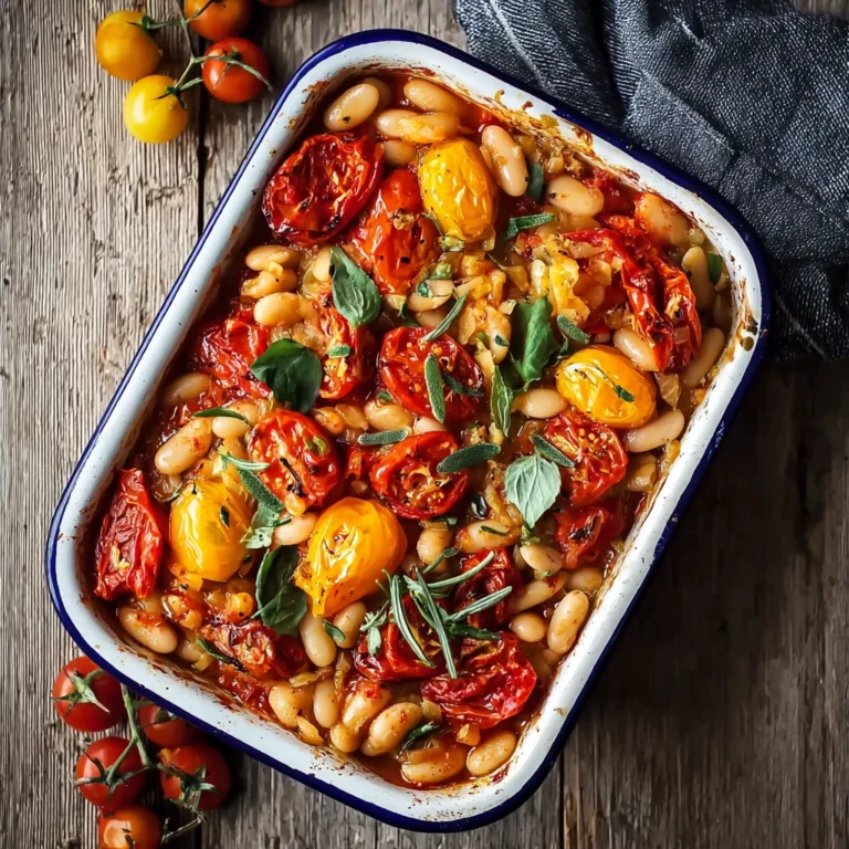 Roast Pepper Tomato Caramelised Onion White Bean Bake