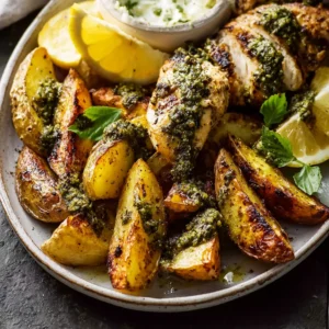 Sheet Pan Pesto Chicken and Lemon Butter Potatoes Delight