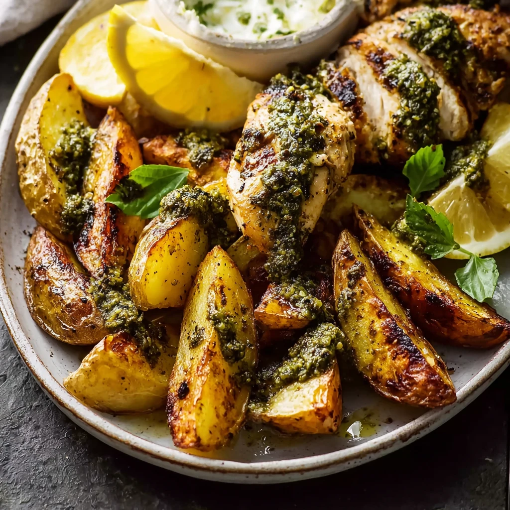 Sheet Pan Pesto Chicken Lemon Butter Potatoes Delight