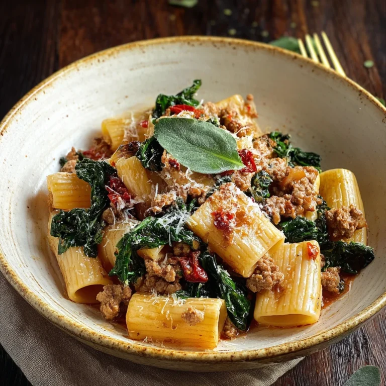 Spicy Paccheri Sausage Greens