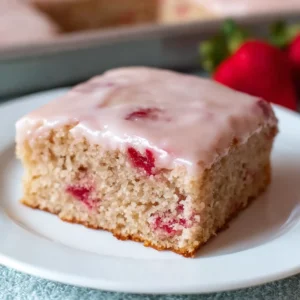 Strawberry Frosted Strawberry Sheet Cake