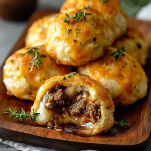 Cheesy Beef Biscuit Bombs
