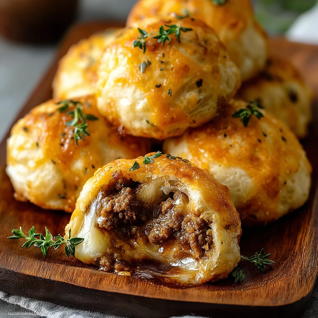 Cheesy Beef Biscuit Bombs