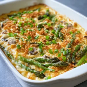 Creamy Asparagus & Mushroom Casserole with Golden Crunch