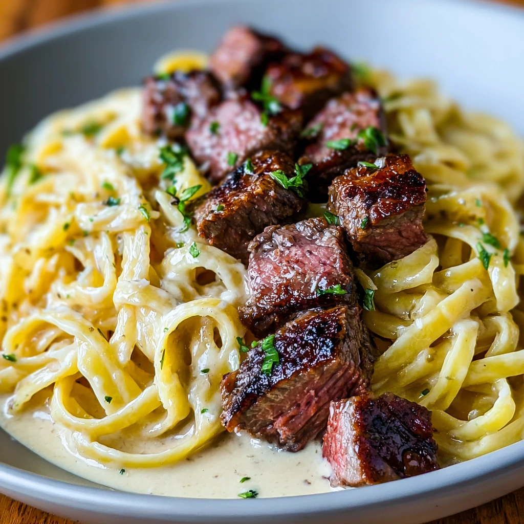 Creamy Garlic Butter Steak Linguine Ultimate Date Night