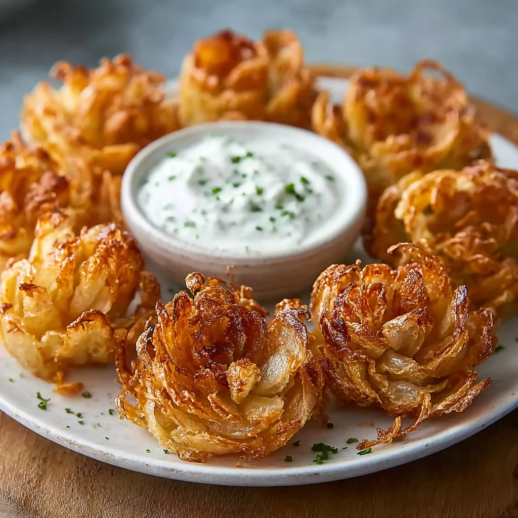 Crispy Mini Bloomin Onions Creamy Buttermilk Ranch Dip