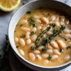 Greek White Bean Soup with Garlic & Lemon