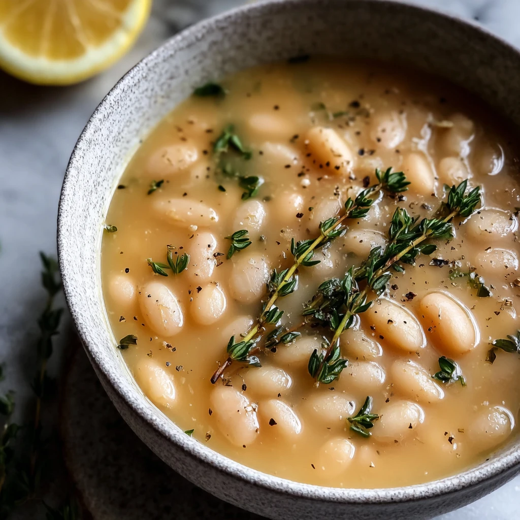Greek White Bean Soup Garlic Lemon