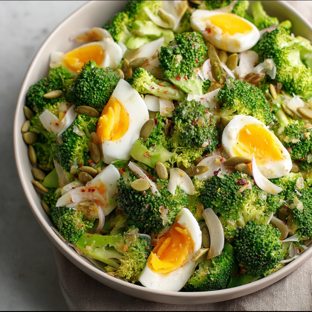 High Protein Broccoli Slice Salad