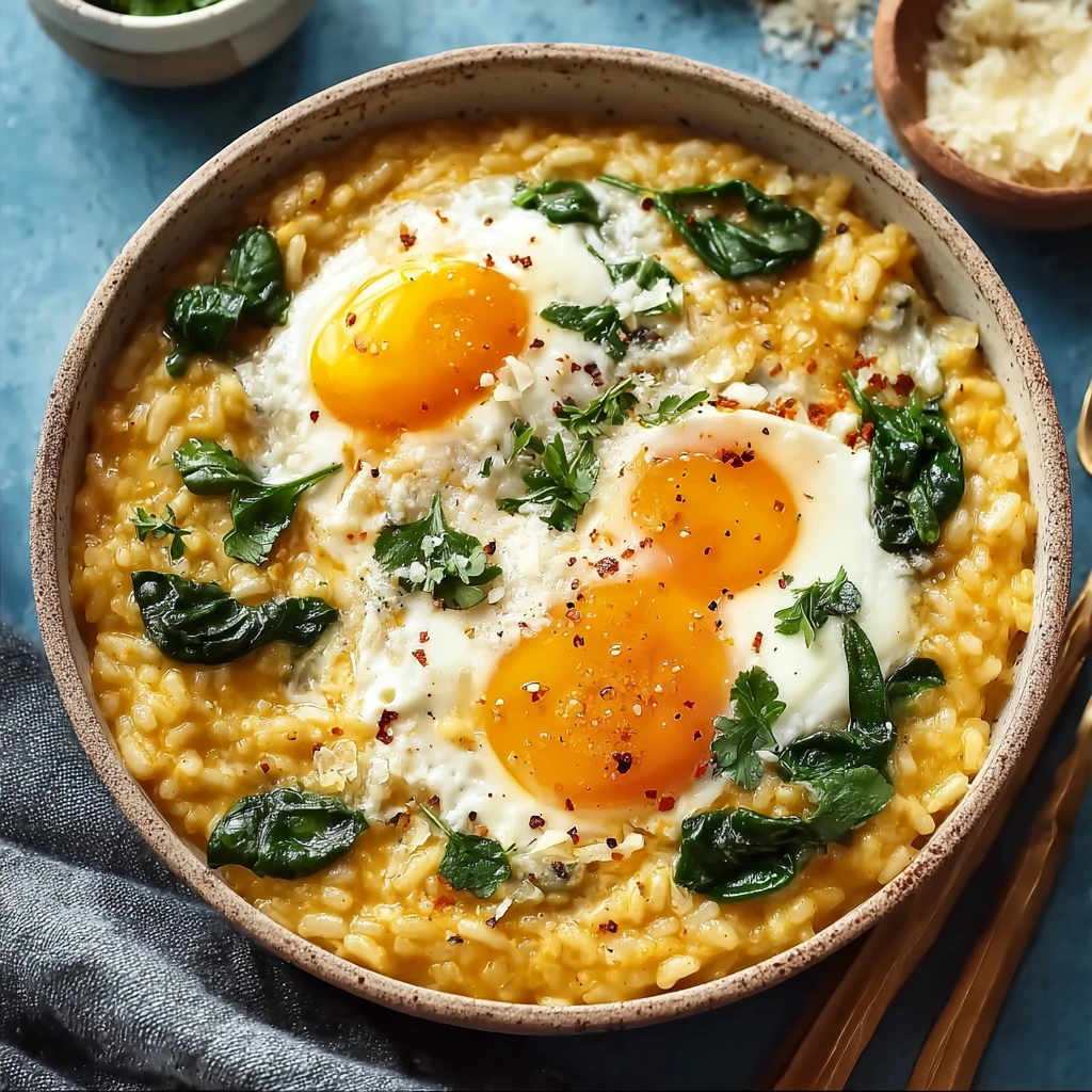 Pumpkin Soup Risotto Eggs