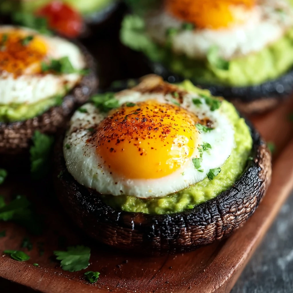 Avocado Egg Stuffed Mushrooms Amazing 8step Breakfast Recipe