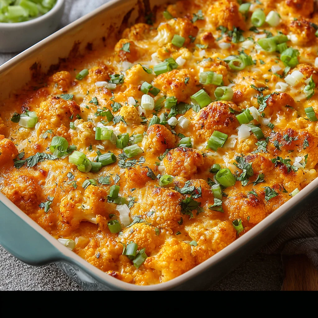 Buffalo Chicken Cauliflower Casserole