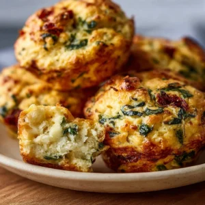 Egg Biscuits with Sun-Dried Tomatoes and Spinach