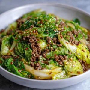 Healthy Chinese Ground Beef & Cabbage Stir Fry