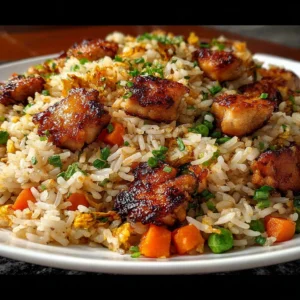 High Protein Crispy Garlic Chicken Fried Rice