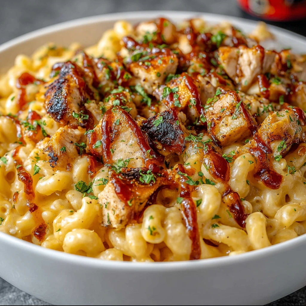 High Protein Honey BBQ Chicken Mac and Cheese