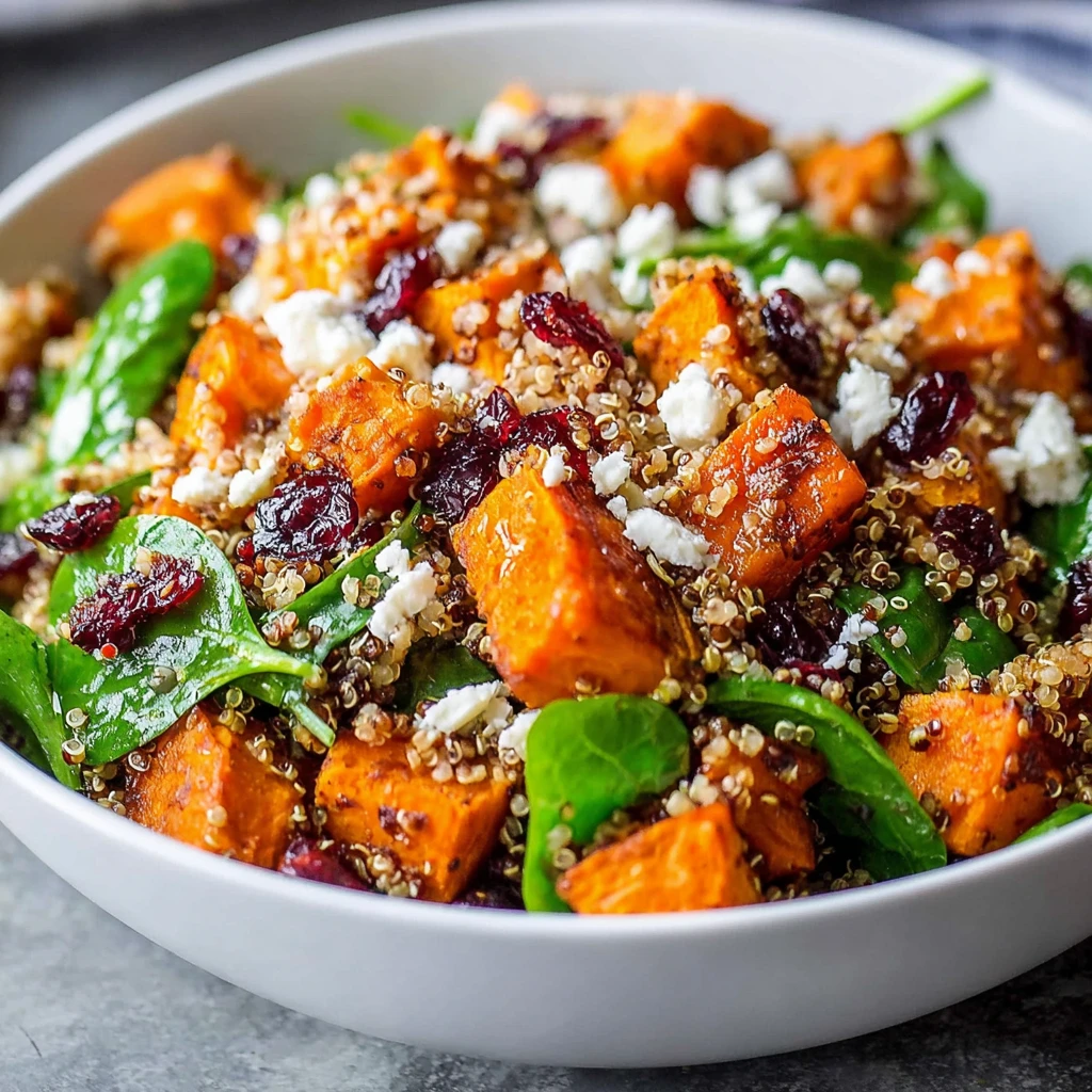 High Protein Roasted Sweet Potato Quinoa Salad