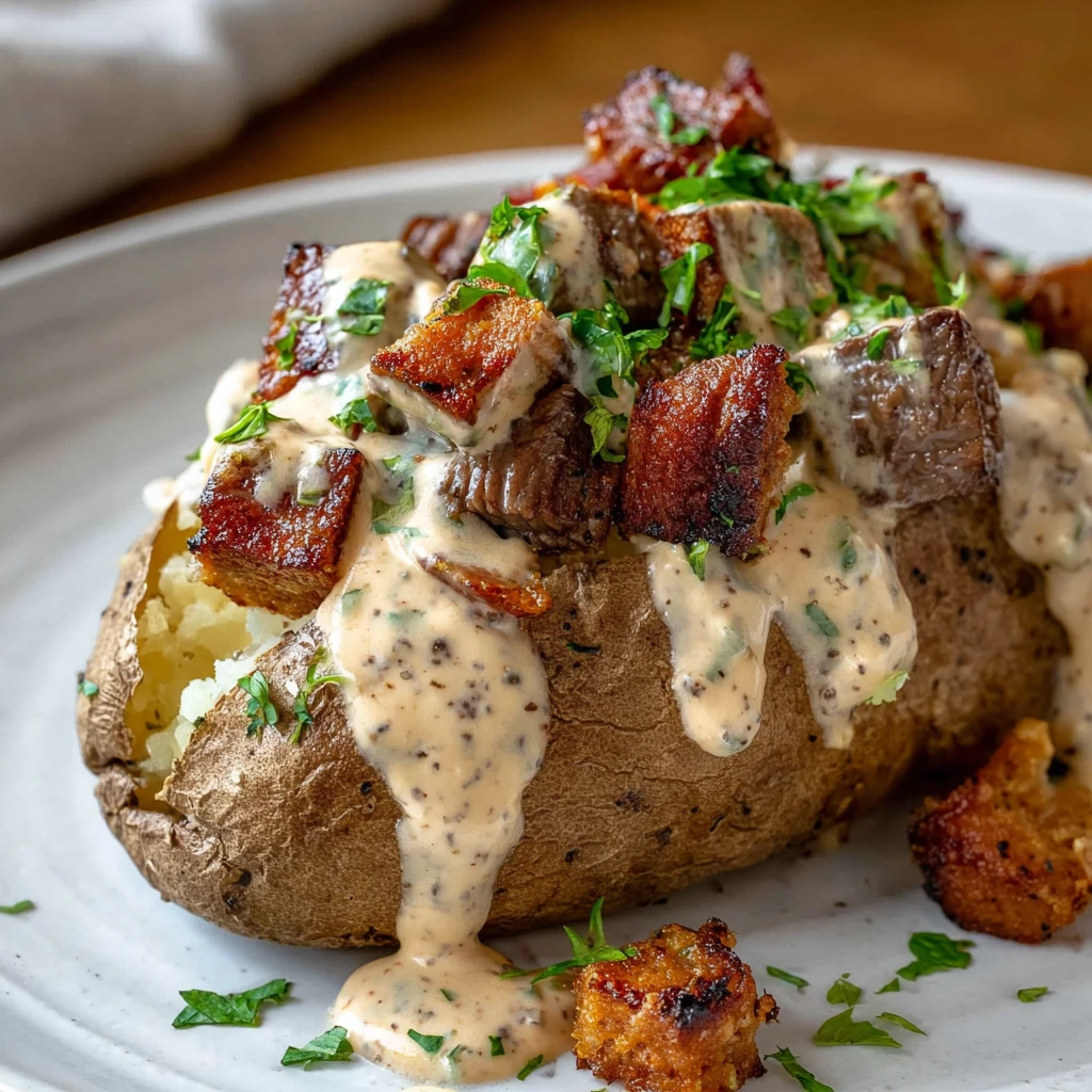 Loaded Baked Potato With Steak Recipe Best Steak For Loaded Baked Potatoes Easy Loaded Steak Potato Recipe Homemade Steak ...