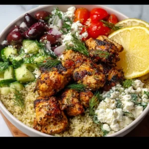 Mediterranean Lemon Dill Chicken Bowls