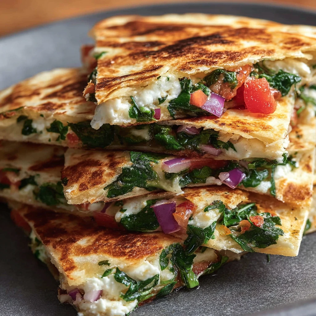 Mediterranean Quesadillas Spinach Feta Mozzarella