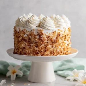 Moist Coconut Cake with Toasted Coconut and Cream Cheese Frosting