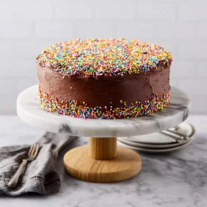 Moist Yellow Cake with Chocolate Sour Cream Frosting