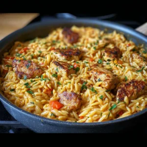 One Pot Cajun Chicken Alfredo Orzo
