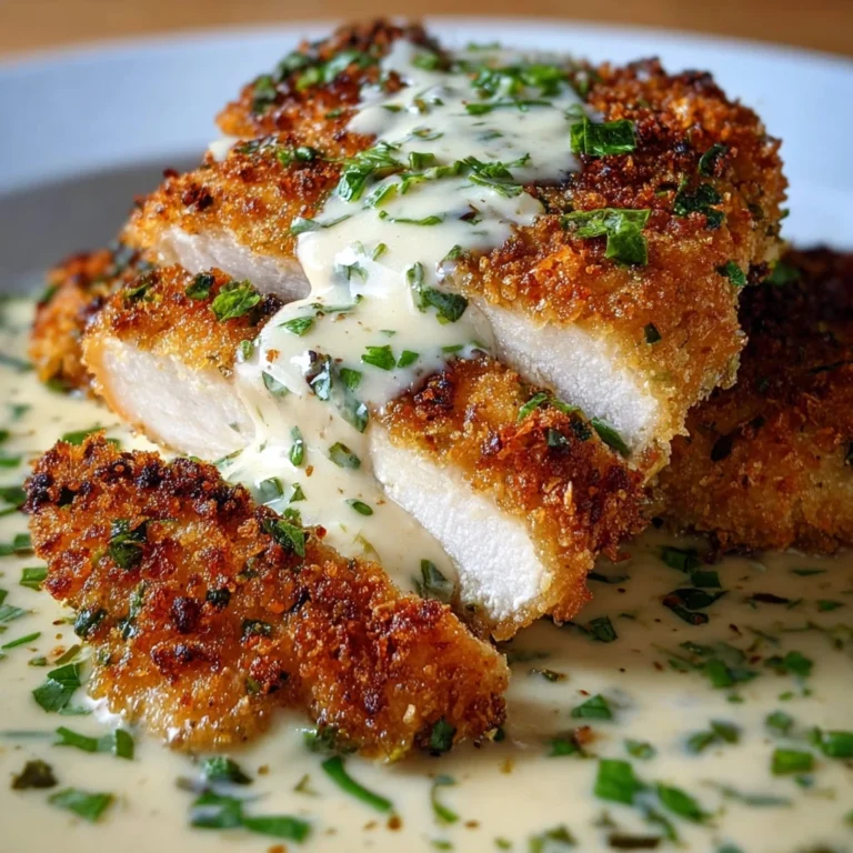 Parmesan Crusted Chicken Creamy Garlic Sauce