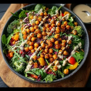 Easy Roasted Chickpea Salad with Maple Tahini Dressing