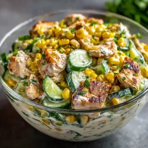 Street Corn Creamy Cucumber Chicken Salad – Fresh, Bold & Absolutely Irresistible