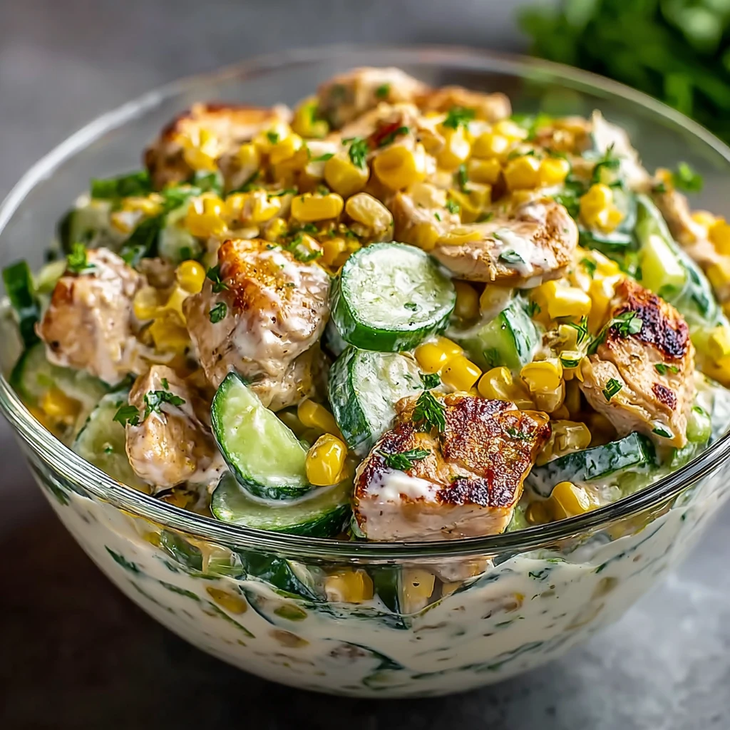 Street Corn Cucumber Chicken Salad Recipe Creamy Cucumber Chicken Salad Ideas Fresh Chicken Salad With Street Corn Irresis...