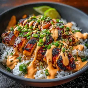 Sweet Chili Chicken Bowl with Coconut Lime Drizzle