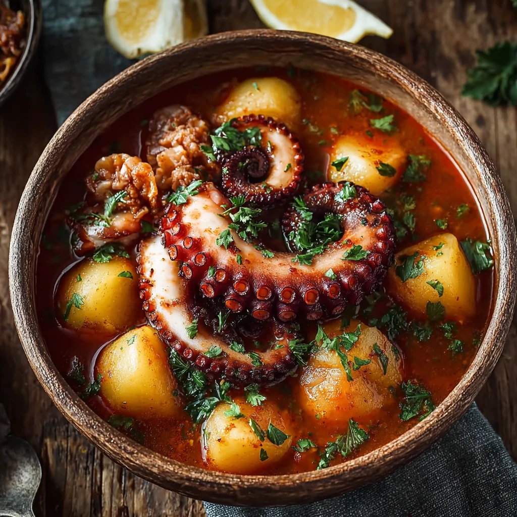 Authentic Greek Octopus Stew with Potatoes & Fresh Herbs Delight